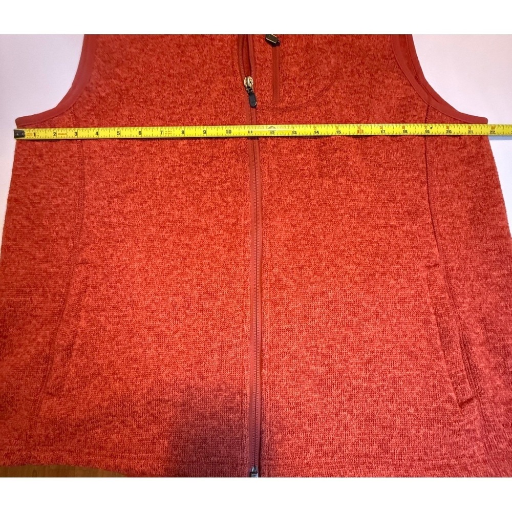 Orvis Fleece Vest Orange Zip Down Pockets Outdoor Hiking Travel Unisex XL - Picture 9 of 13